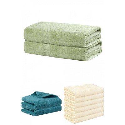 REGALWOVEN Absorbent Solid Bath Hand Face Cloths Cotton Towels 3 Piece Sets