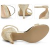 Perphy Women's Glitter Open Toe Ankle Buckle Strap Stiletto Heel Sandals - 4 of 4