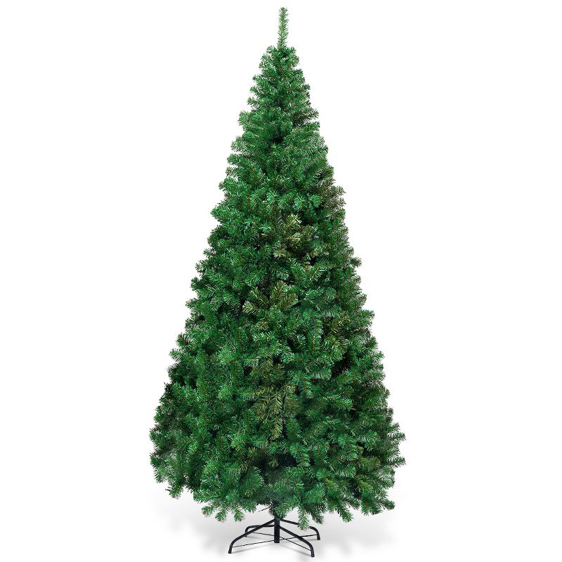 Costway 5Ft/6Ft/7Ft/8Ft Artificial PVC Christmas Tree W/Stand Holiday Season Indoor Outdoor Green, 2 of 11