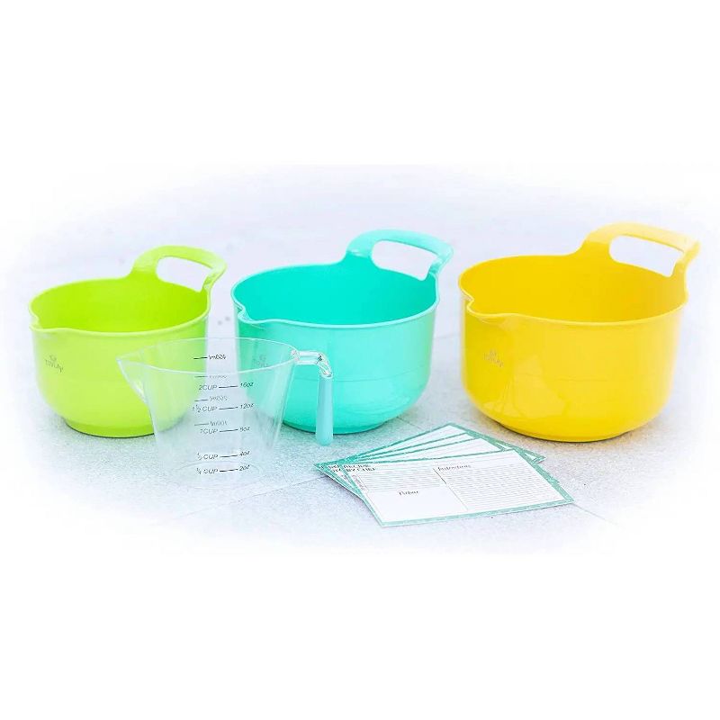 Tovla Jr. 5pc Bowl and Pitcher Set with Recipe Cards Yellow/Green/Teal, 4 of 5