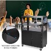 Rolling Av Cart, Height Adjustable Mobile Workstation, Lockable Cabinet, Laptop Stand and Folding Blade, Home Or Office, Black - 3 of 4