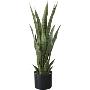 Acekool Artificial Snake Plant with Pot, Realistic Faux Sansevieria, Lush Indoor Outdoor Greenery for Home, Office, Patio, or Garden Decor - 1 of 4