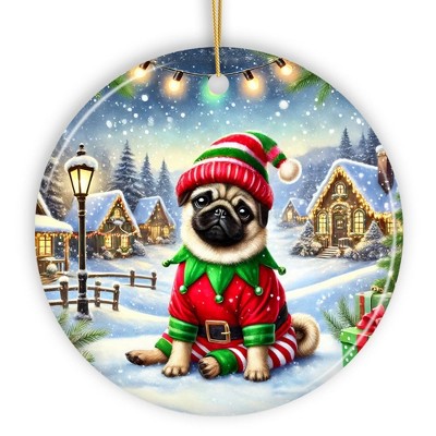 Santa's Little Helper Pug Elf Ornament, Whimsical Canine Christmas Decor| OrnamentallyYou