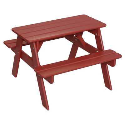 Little Colorado Handcrafted Knotty Pine Solid Wood Toddler Picnic Table for Indoor Play or Outdoor Furniture Use with Easy Assembly, Red