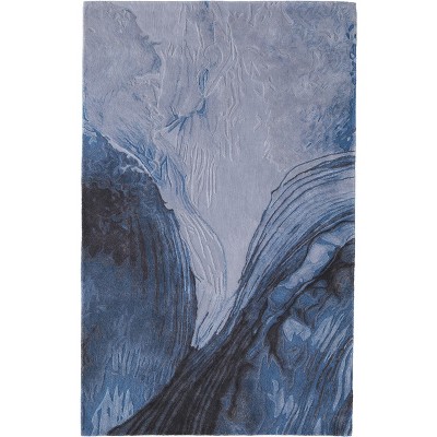 Kawai Modern Abstract Blue/Black/Gray Area Rug
