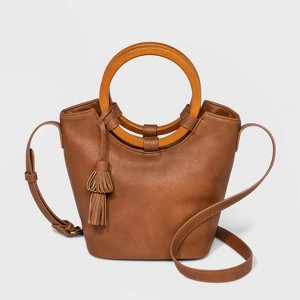 Wood Handle Bucket Crossbody Bag - Universal Thread Cognac, Women
