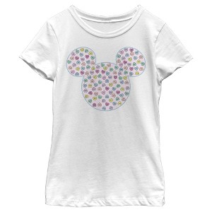 Girl's Mickey & Friends Candy Hearts Filled Logo T-Shirt - 1 of 4