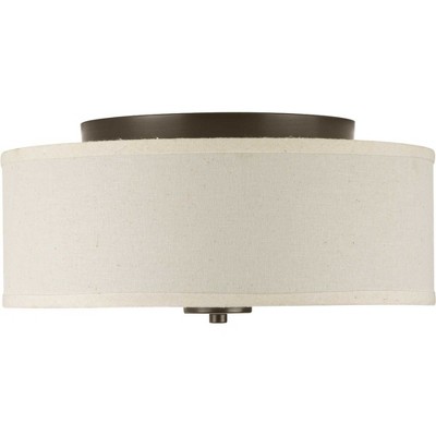Elegant Bronze 16" Drum Flush Mount with Etched Glass Diffuser