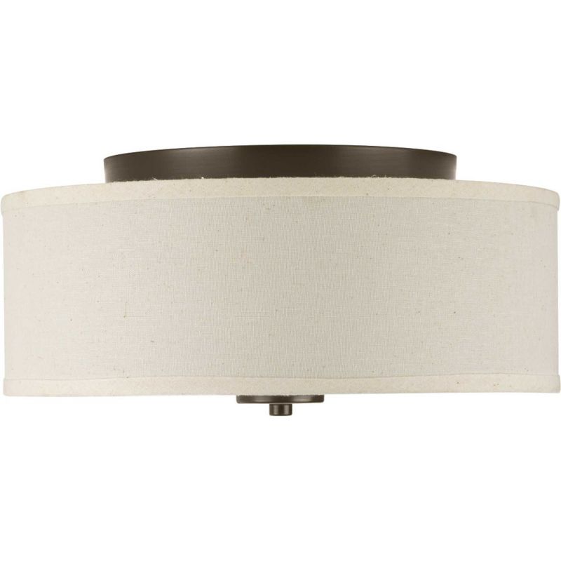 Progress Lighting, Inspire Collection, 2-Light Flush Mount, Antique Bronze, Etched Glass Diffuser, 2 of 6