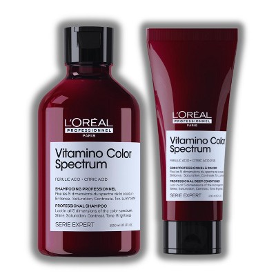 L'oreal Professional Paris Vitamino Color Spectrum Shampoo (10.1 oz) & Deep Conditioner (6.7 oz) DUO SET KIT - Maintains Vibrancy Up to 100 Days
