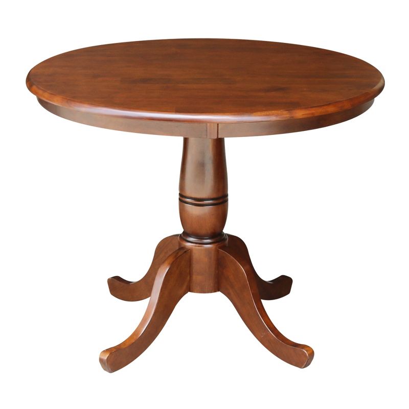 36&#34; Round Top Pedestal Dining Table Brown - International Concepts, 1 of 6