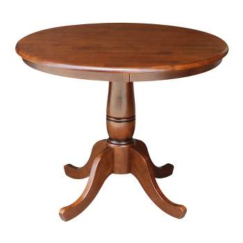 36" Round Top Pedestal Dining Table Brown - International Concepts