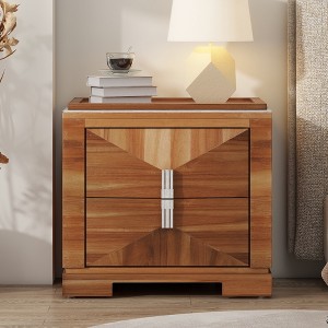 Christopher Knight Home Baldros Mid-Century Modern Wooden Nightstand with 2 Drawers - 1 of 4