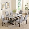 Modern Dining Table Set, Gray Sintered Stone Dining Table With 6 Tufted Upholstered Chairs, 63-inch Rectangle Dining Table For Dining Room - 3 of 4