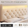 Full Size Bed Frame with Adjustable Headboard, Fast-charging USB Port, Upholstered Platform, LED Lights, No Box Spring Needed, Beige - 4 of 4