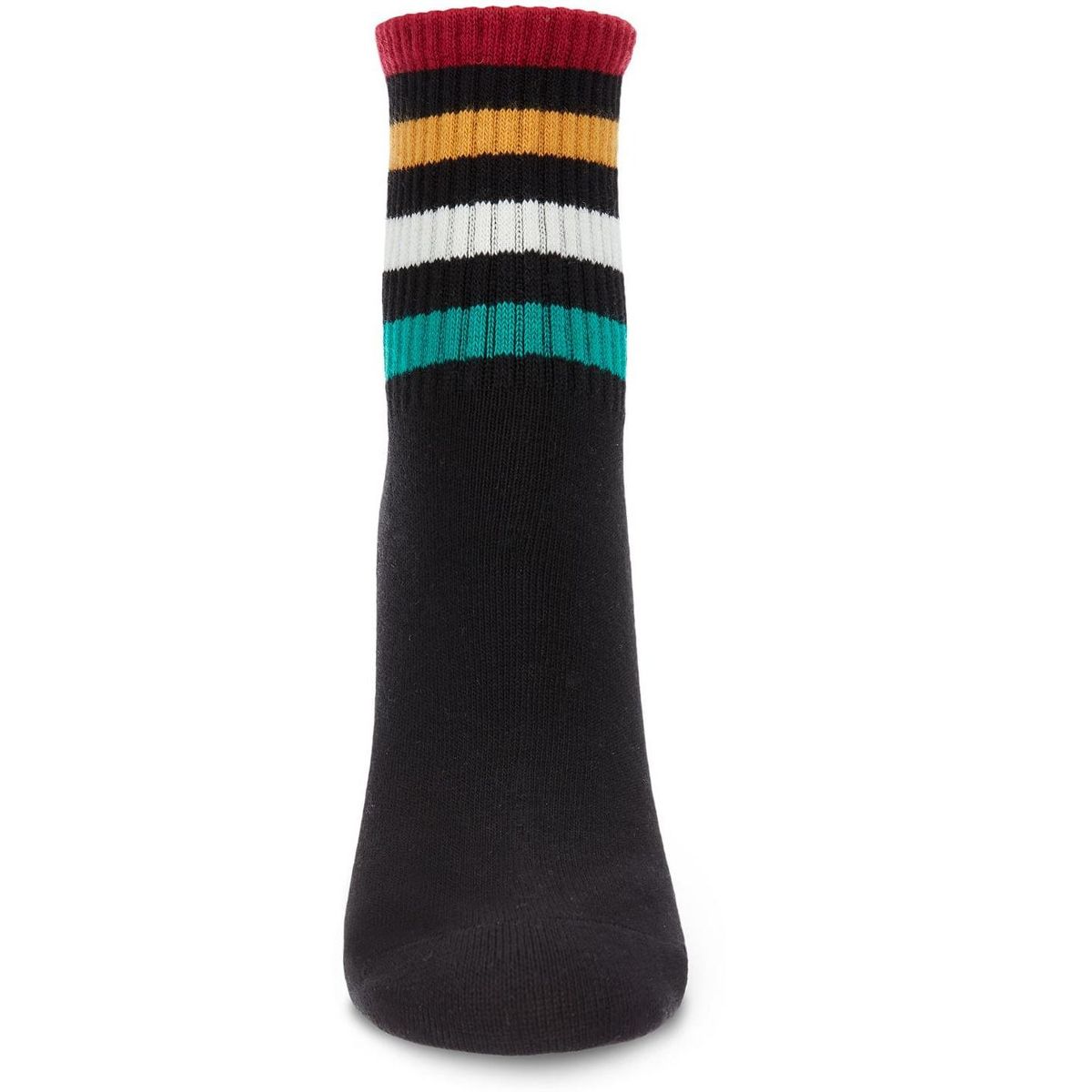 Memoi Women's Cotton Blend Retro Style Multicolor Stripe Anklet Sock - thumbnail 2