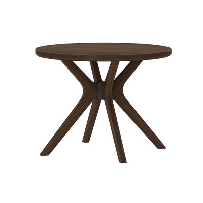 Verso 38'' Round Walnut Wood Dining Table with Cross-Leg Base