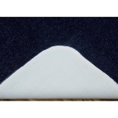 Navy 17"x24" Polypropylene Washable Bath Rug with Non-Slip Backing