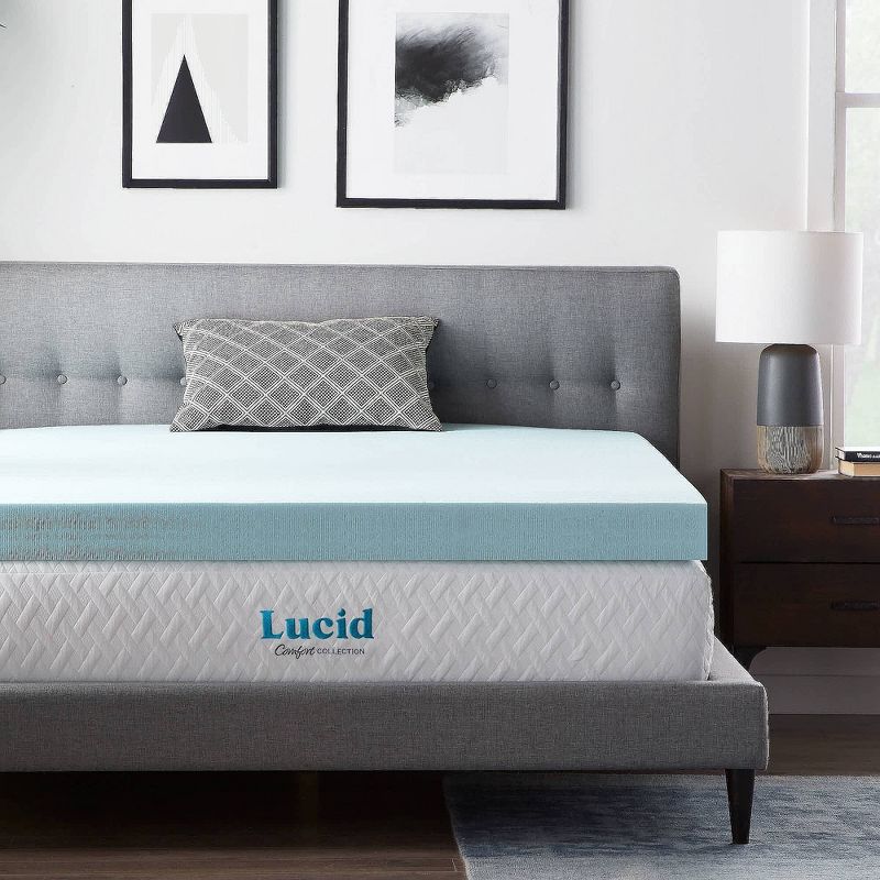 Comfort Collection 4" Gel and Aloe Infused Memory Foam Mattress Topper - Lucid, 1 of 14
