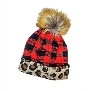 Gender Neutral Kid's Buffalo Beanie with Leopard Trim - Panache - 1 of 1
