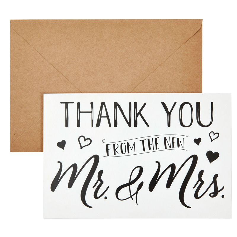 Paper Junkie 120 Pack Wedding Thank You from the New Mr and Mrs Cards Bulk with Kraft Brown Envelopes for Weddings, Showers, 4x6 In, 5 of 9