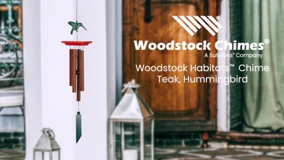 Bronze and Verdigris Hummingbird Wind Chime with Pine Wood