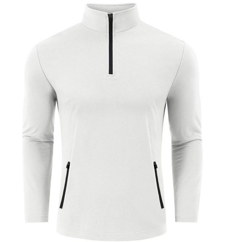 Men's Pullover Top Half Zip Golf Jacket Long Sleeve Polo Sport Shirts, 4 of 7