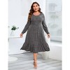 Plus Size Women's Ribbed Knit Maxi Dress - High Waist, Side Pockets, Round Neck Long Ankle-Length Dress - 2 of 4
