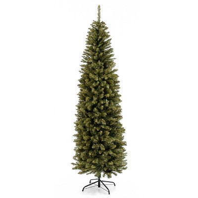 Best Choice Products 7.5ft Premium Hinged Fir Pencil Artificial Christmas Tree w/ Foldable Stand, Easy Assembly