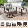 Tangkula Outdoor Swivel Rocking Chairs Set 360 Degree Patio Cushioned Rocker Chairs with 2-Tier Tempered Glass Side Table - 4 of 4