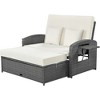 YOOCOZZ PE Wicker Rattan Patio 2-Person Reclining Chaise Lounge with Adjustable Back and Cushions - 3 of 4