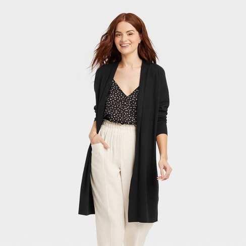 Women's Long Layering Duster Cardigan - A New Day™ Black Xs : Target