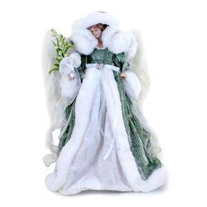 Tree Topper Finial 16.25 In Green Angel Tree Topper Free Standing Christmas Tree Toppers - 1 of 3