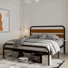 King Size Platform Bed Frame, Industrial Style King Size Bed Frame with Wooden Headboard, Heavy Duty Metal Bed Frame with Metal Slat Supports - 4 of 4