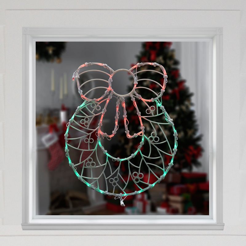 Northlight 16" LED Lighted Red and Green Wreath Christmas Window Silhouette Decoration, 3 of 6