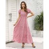 Coolmee Women's Summer Maternity Midi Dress Casual Puff Short Sleeve Square Neck Smocked Tiered Ruffle Sundresses - 2 of 4