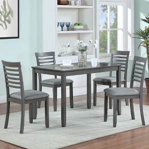 5-Piece Dining Set with Rectangular Wooden Table and 4 Upholstered Chairs - 1 of 4