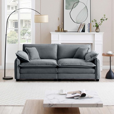 NicBex Couches for Living Room Large Deep Seat 2 Seater Sofa Couch Comfort Corduroy Upholstered Sofa With 4 Pillows for Bedroom