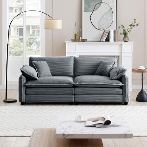 NicBex Couches for Living Room Large Deep Seat 2 Seater Sofa Couch Comfort Corduroy Upholstered Sofa With 4 Pillows for Bedroom - 1 of 4