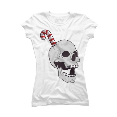 Junior's Design By Humans Christmas skull By AllenStudio T-Shirt