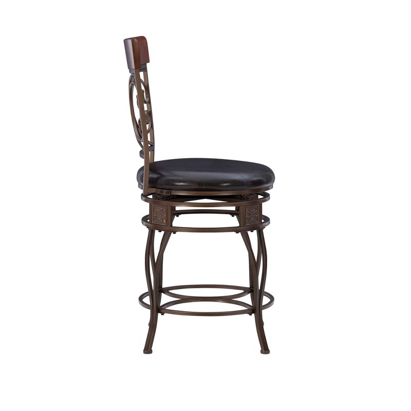24&#34; Nora Big and Tall Scroll Back Faux Leather Swivel Seat Counter Height Barstool - Powell Company, 4 of 11
