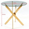 Homy Casa Round Glass Dining Table, Clear Top with Gold Metal Base – Modern Glam Accent - 3 of 4
