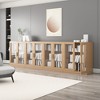 36"x124"x16" Wood Accent Cabinet, Storage Organizer with Adjustable Shelves and Glass Doors for Kitchen Bedroom Entryway Living/Dinning Room - 3 of 4
