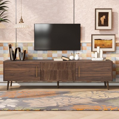 VYNXARIA Retro-Inspired Mid Century TV Stand with Drawers for TVs Up to 80" - Stylish Media Console