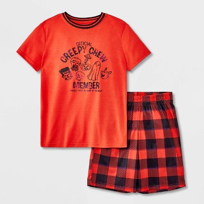 Boys' 2pc 'Monster' Short Sleeve Crew Pajama Set - Cat & Jack™ Orange XXL