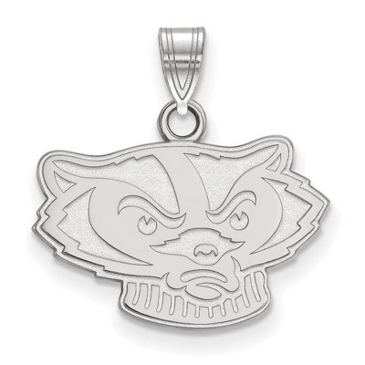 Black Bow Jewelry 14k White Gold Wisconsin Badgers NCAA Small Pendant