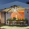 10ft. Solar LED Cantilever Umbrella, Offset Hanging Umbrella with 360 DegreeRotation, Cross Base, 8 Ribs, Tilt and Crank for Yard - 2 of 4