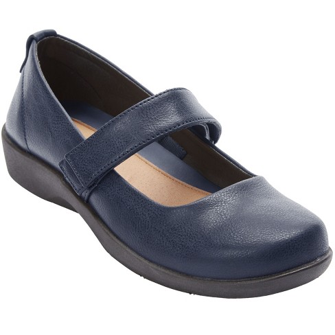 Women's wide width hot sale navy dress shoes