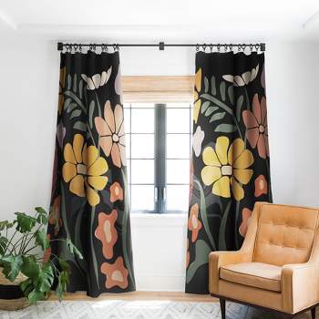 Miho TROPICAL floral night 84" x 50" Single Panel Blackout Window Curtain - Deny Designs
