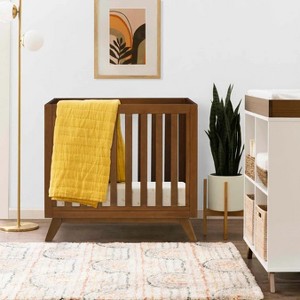eLite Otto 3-in-1 Convertible Mini Crib with 4" Mattress Walnut - 1 of 1